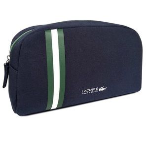 NWT LACOSTE Men's Toiletry Travel Wash Bag Shaving Pouch Navy blue Logo